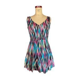 Ellen Tracy Womens Fit & Flare Mini Dress Multicolor Sleeveless V-Neck 6